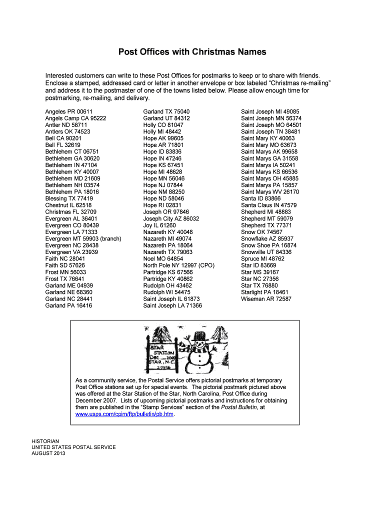 Post Offices with Christmas Names Preview on Page 1