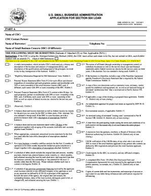 US Small Business Administration Section 504 Loan Application