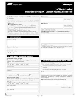 BT Margin Lending Contact Details Amendments