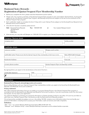 BusinessChoice Rewards Qantas Frequent Flyer Registration