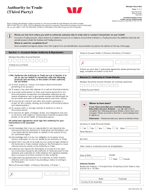 Authority to Trade Form