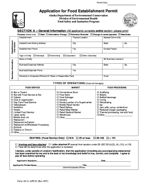 application for food establishment permit