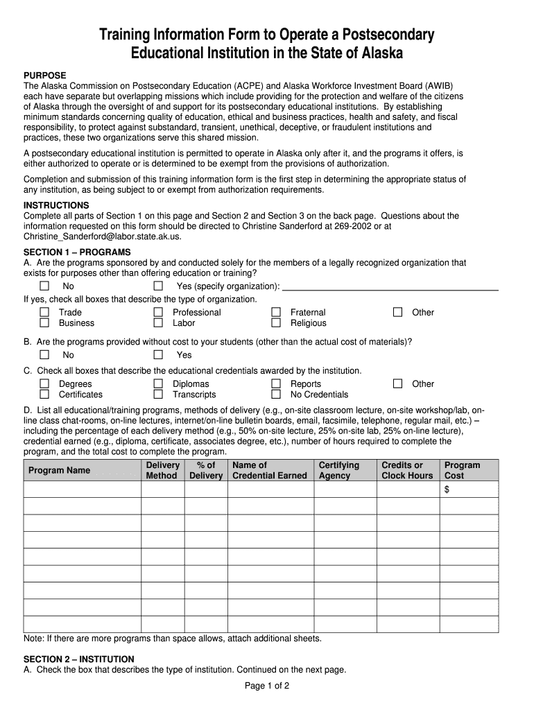 ETPL Guide - Alaska Department of Labor - State of Alaska Preview on Page 1