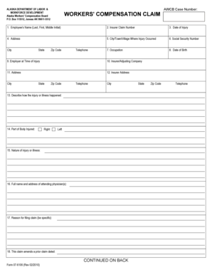 Alaska Workers' Compensation Claim Form