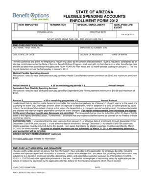 Arizona Flexible Spending Account Enrollment Form