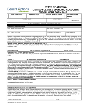 Arizona Limited Flexible Spending Account Enrollment Form