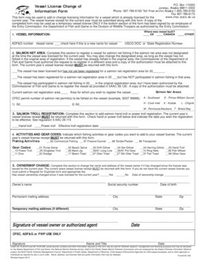 Alaska Vessel License Change Form