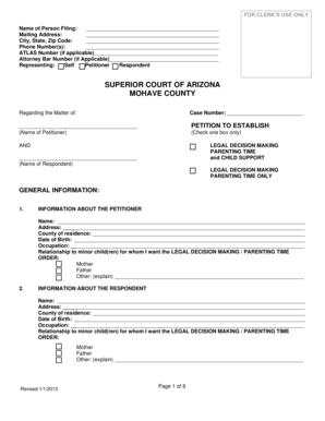 Arizona Petition to Establish Legal Decision Making