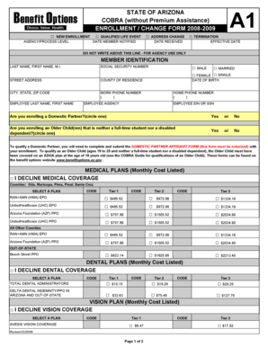 Arizona COBRA Enrollment Form