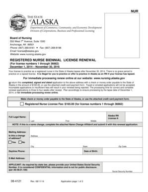 Alaska Registered Nurse Biennial License Renewal