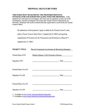 PROPOSAL SIGNATURE FORM - Exxon Valdez Oil Spill Trustee ...