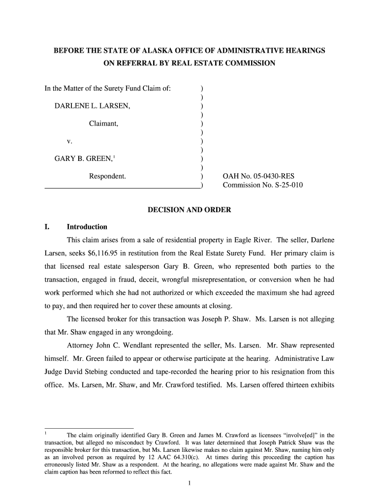 ON REFERRAL BY REAL ESTATE COMMISSION Preview on Page 1