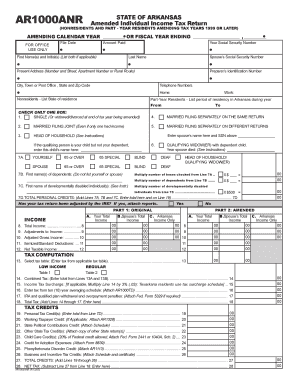 Arkansas Amended Individual Income Tax Return