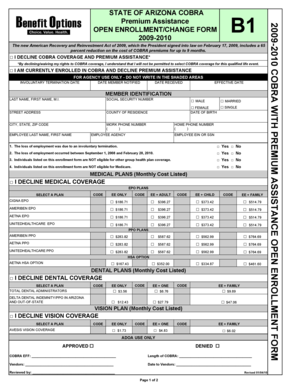 Arizona COBRA Premium Assistance Form