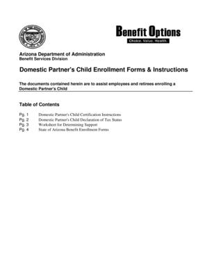 Arizona Domestic Partner's Child Enrollment Form