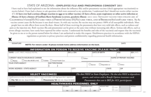 Arizona Employee Flu and Pneumonia Consent Form
