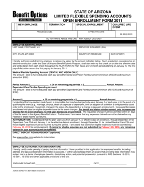 Arizona Limited Flexible Spending Account Enrollment Form