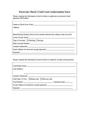 Electronic Check Credit Card Authorization Form
