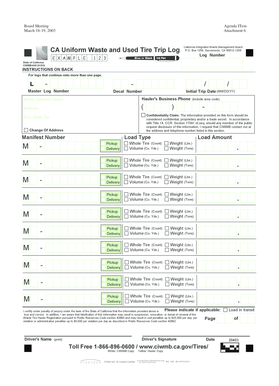 California Waste and Used Tire Trip Log
