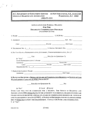 Disability Compensation Formal Hearing Application