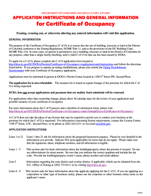 Certificate of Occupancy Application