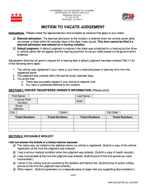 DC Motion to Vacate Judgment