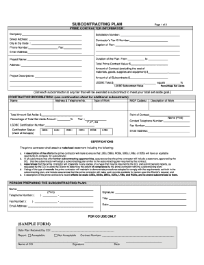 SUBCONTRACTING PLAN (SAMPLE FORM) - dc