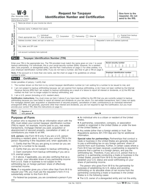 Form W-9 Taxpayer Identification