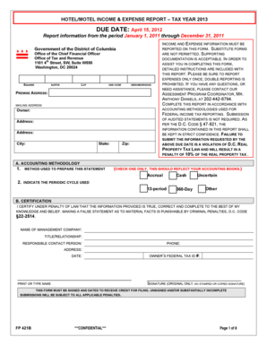 Hotel/Motel Income & Expense Report