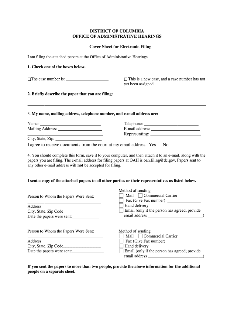 OAH Filing Documents Cover Sheet - oah Office of Administrative ... Preview on Page 1