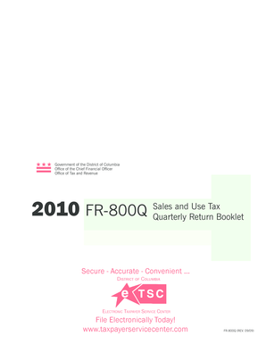 District of Columbia Sales and Use Tax Quarterly Return