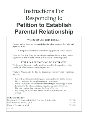 Response to Petition to Establish Parental Relationship