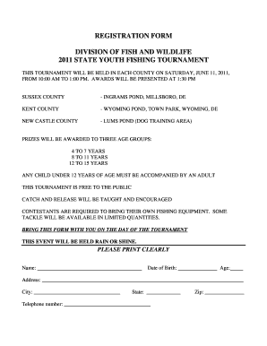 Registration form division of fish and wildlife 2011 state youth fishing ... - fw delaware