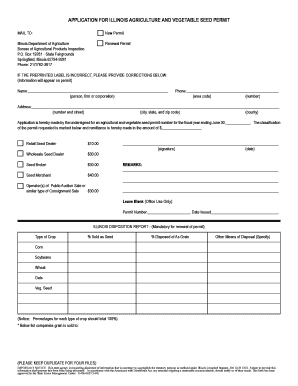 Illinois vegetable and seed permit form