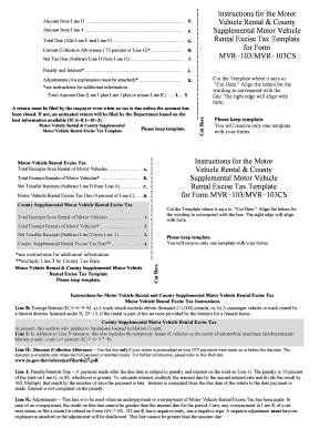 Motor Vehicle Rental Excise Tax Template