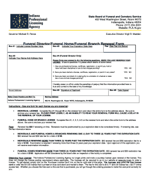 Indiana Funeral Director License Renewal Form