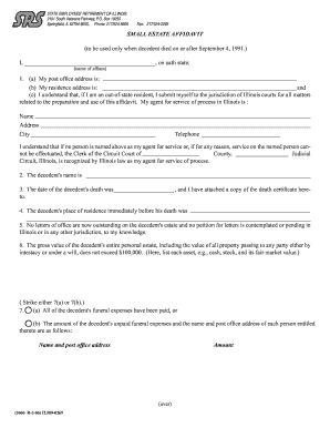 Form 3606 Small Estates Affidavit - State Retirement Systems' of ...