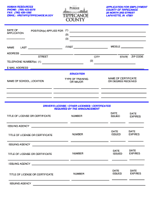 County of Tippecanoe Employment Application