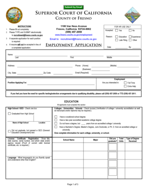 California Employment Application Form
