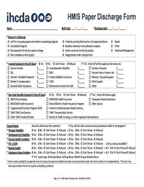 HMIS Paper Discharge Form