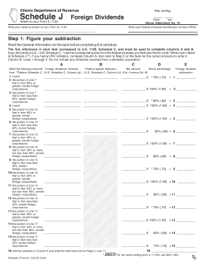 Illinois Schedule J Foreign Dividends Form
