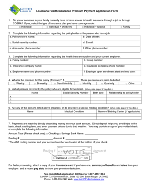 Louisiana Health Insurance Premium Payment Application
