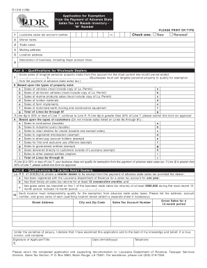 Louisiana Advance Sales Tax Exemption Application