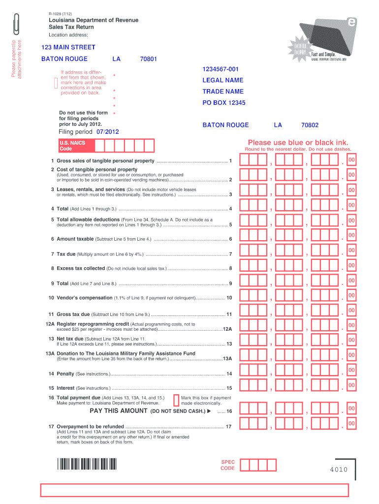 Louisiana form 4010 fillable 2012 Preview on Page 1