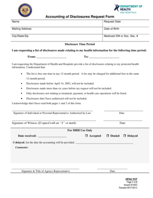 HIPAA Accounting of Disclosures Request Form