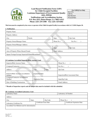 Lead Hazard Notification Form