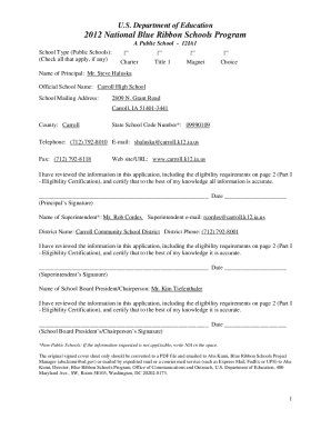 2012 National Blue Ribbon Schools Program Application