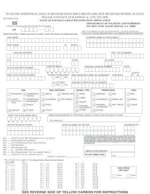 Louisiana Boat Registration Application