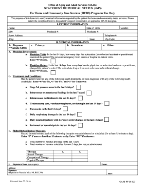 Statement of Medical Status for HCBS Programs