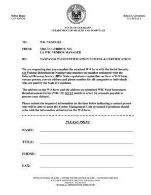 Louisiana W-9 Form Request